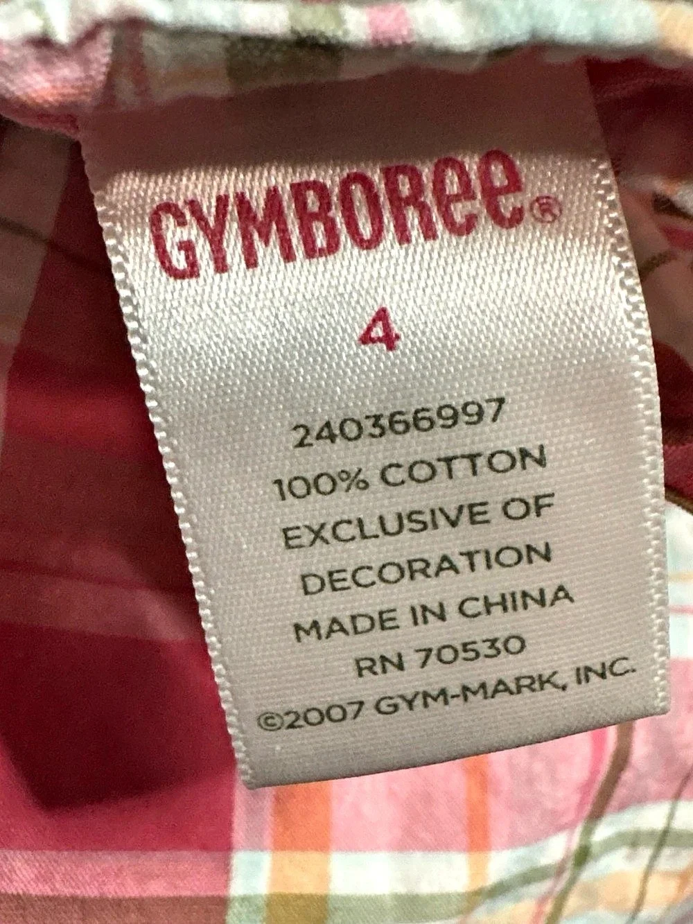Gymboree Girls Plaid Embroidered Blouse Pink & Green Girls 4